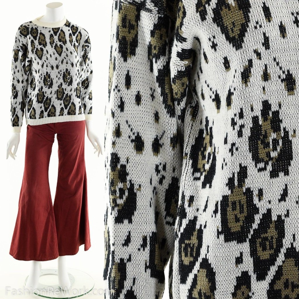 Animal Print Sweater,Leopard Print Sweater,Cheetah Sweater, Vintage 80s,80s Knit